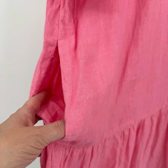 Velvet by Graham & Spencer Bernice Linen Ruffle Mini Dress in Pink Size M - Picture 9 of 13